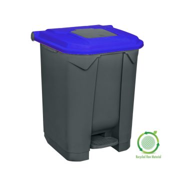  Szelektív hulladékgyűjtő konténer, műanyag, pedálos, antracit, kék, 50L