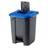 Recipient de colectare selectivă a deșeurilor, plastic, pedală, antracit, albastru, 50L