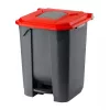 Recipient de colectare selectivă a deșeurilor, plastic, pedală, antracit, roșu, 50L