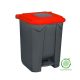 Selective waste collection container, plastic, pedal, metallic color, red, 50L