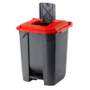Recipient de colectare selectivă a deșeurilor, plastic, pedală, antracit, roșu, 50L
