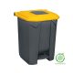 Selective waste collection container, plastic, with pedal, metal color, yellow, 50L