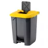 Recipient de colectare selectivă a deșeurilor, plastic, pedală, antracit, galben, 50L