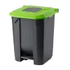 Recipient de colectare selectivă a deșeurilor, plastic, pedală, antracit, verde, 50L