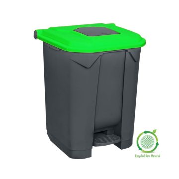   Szelektív hulladékgyűjtő konténer, műanyag, pedálos, antracit, zöld, 50L