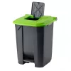 Recipient de colectare selectivă a deșeurilor, plastic, pedală, antracit, verde, 50L