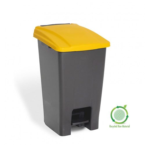 Selective waste collection container, plastic, pedal, black/yellow, 70L