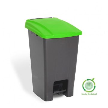   Selective waste collection container, plastic, pedal, metal color, green, 70L