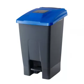   Recipient de colectare selectivă a deșeurilor, plastic, acționat cu pedală, antracit/albastru, 100L