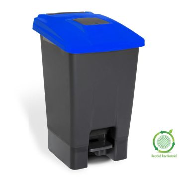   Szelektív hulladékgyűjtő konténer, műanyag, pedálos,  antracit/kék, 100L