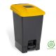 Selective waste collection container, plastic, pedal, black/yellow, 100L