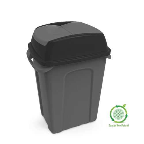 Hippo Tipper Selective waste collection bin, plastic, anthracite/green, 50L