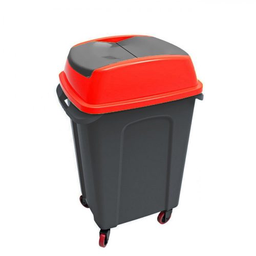 Hippo Tipping Coș de colectare selectivă a deșeurilor, plastic, antracit/roșu, 70L