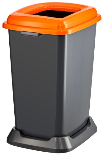 Selective waste collection container, plastic, pedal, metal color, blue, 50L