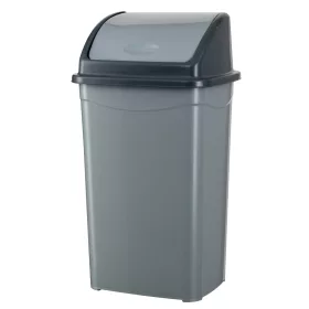   Coș de gunoi cu capac rabatabil, plastic, gri/antracit, 50 litri