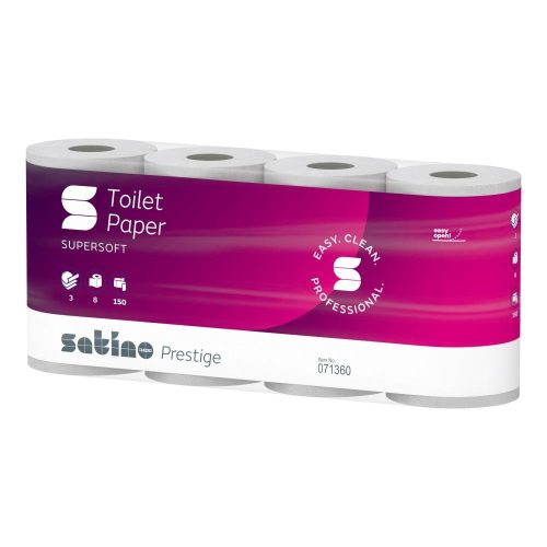 Satino Wepa Prestige toilet paper 3 layers, white, 250 sheets, 8 rolls/csg 8 packs/bag
