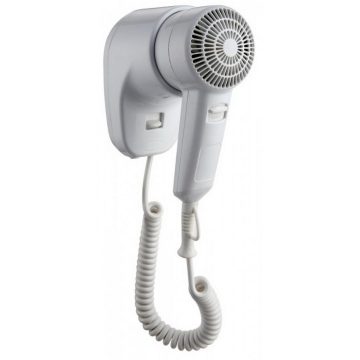   Hair dryer, wall mounted, ABS plastic, white, 1200W, 92x155x210mm