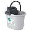 York mop set with oval bucket, synthetic flat mop, handle, wringer, gray