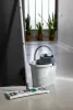 York mop set with oval bucket, synthetic flat mop, handle, wringer, gray