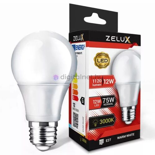 Zelux Led Globe A60 12W E27 3000K Globe Glühbirne