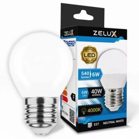 Zelux Led Mini Globe G45 6W E27 4000K Mini Globe
