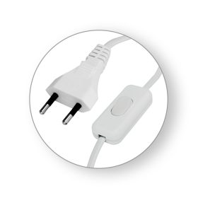   Commel Cablu de conectare cu întrerupător pentru lămpi 2,5 A 250 V ~, Alb 2x075 / 2m