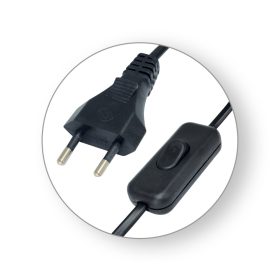   Cablu de conectare Commel cu comutator pentru becuri 2,5 A 250 V ~ Negru 2x075 / 2m