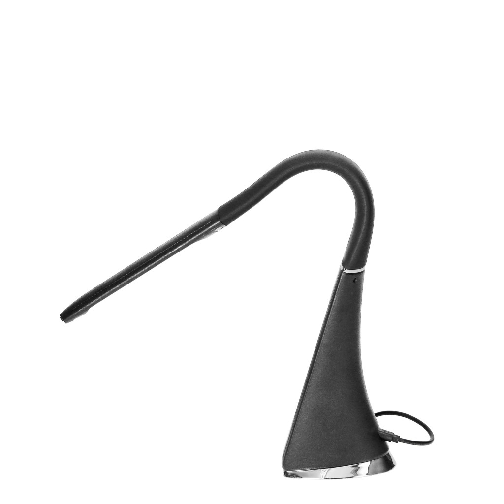 Virone bőrhatású LED 5W, asztali lámpa órával, 400lm, 4000K, fekete Virone bőrhatású LED 5W, asztali lámpa órával, 400lm, 4000K, fekete