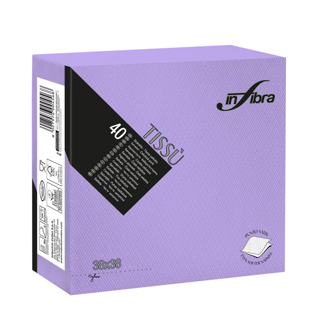 Infibra Szalvéta 38x38cm Lila 2 réteg 40 lap/csomag